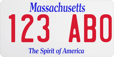 MA license plate 123AB0
