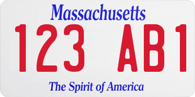 MA license plate 123AB1