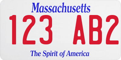 MA license plate 123AB2