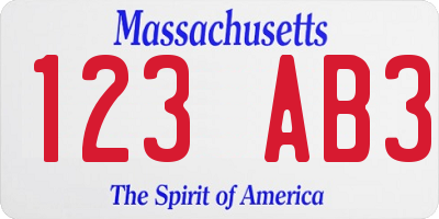 MA license plate 123AB3