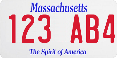 MA license plate 123AB4