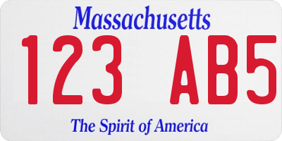MA license plate 123AB5