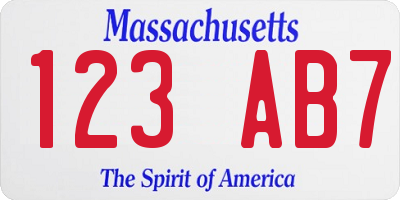 MA license plate 123AB7
