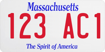 MA license plate 123AC1