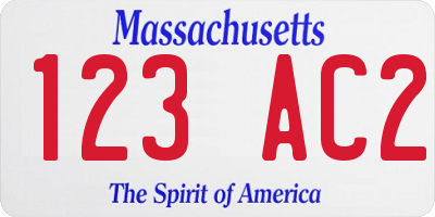 MA license plate 123AC2