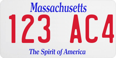 MA license plate 123AC4