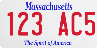 MA license plate 123AC5