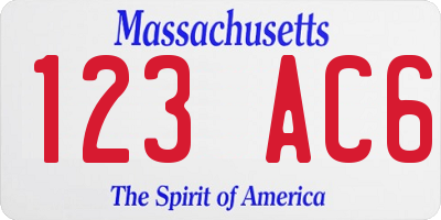 MA license plate 123AC6