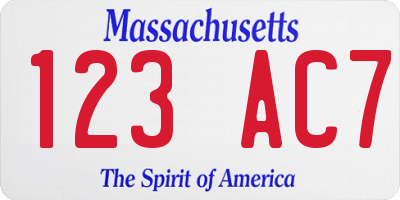 MA license plate 123AC7