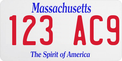 MA license plate 123AC9