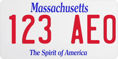 MA license plate 123AE0