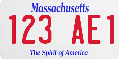 MA license plate 123AE1