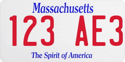 MA license plate 123AE3