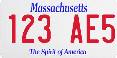 MA license plate 123AE5