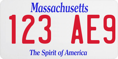 MA license plate 123AE9
