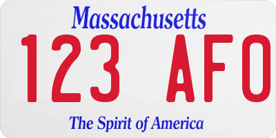 MA license plate 123AF0