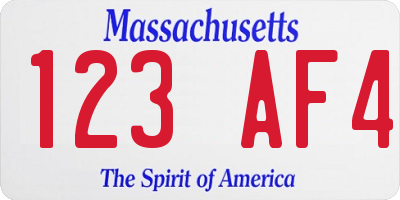 MA license plate 123AF4