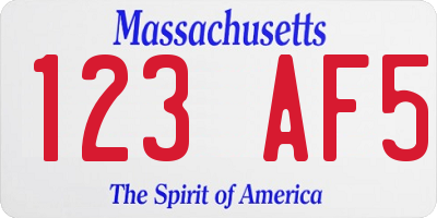 MA license plate 123AF5