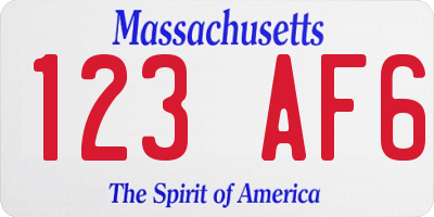 MA license plate 123AF6