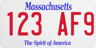 MA license plate 123AF9