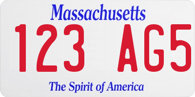MA license plate 123AG5