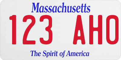 MA license plate 123AH0