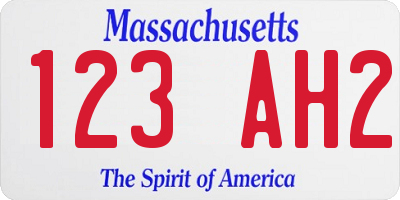 MA license plate 123AH2