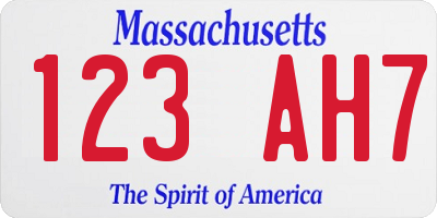 MA license plate 123AH7