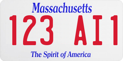 MA license plate 123AI1