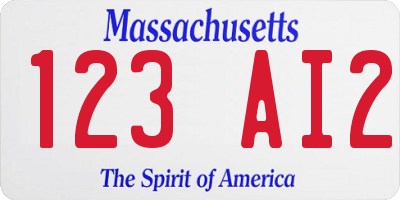 MA license plate 123AI2