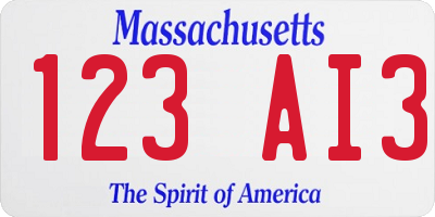 MA license plate 123AI3