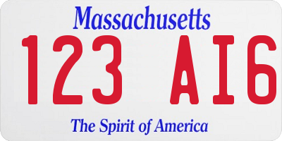MA license plate 123AI6