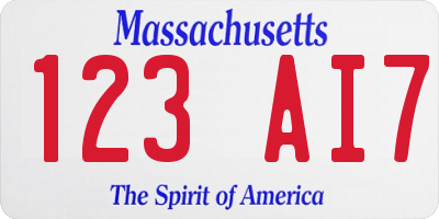 MA license plate 123AI7