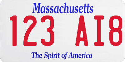 MA license plate 123AI8