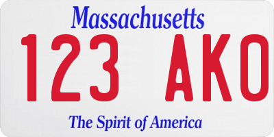 MA license plate 123AK0