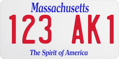 MA license plate 123AK1