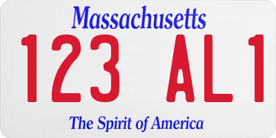 MA license plate 123AL1