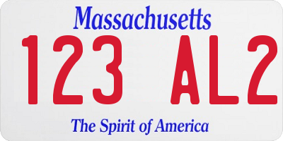 MA license plate 123AL2