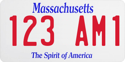 MA license plate 123AM1