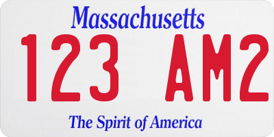 MA license plate 123AM2