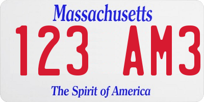 MA license plate 123AM3