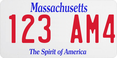 MA license plate 123AM4