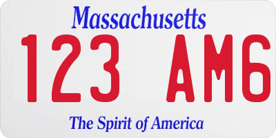 MA license plate 123AM6