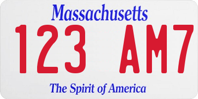 MA license plate 123AM7