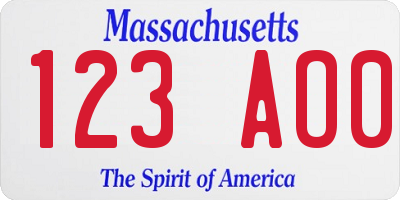 MA license plate 123AO0