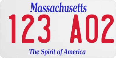 MA license plate 123AO2