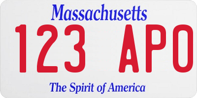 MA license plate 123AP0