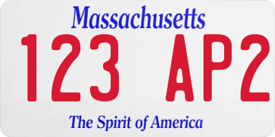MA license plate 123AP2