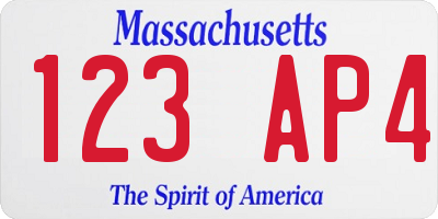 MA license plate 123AP4