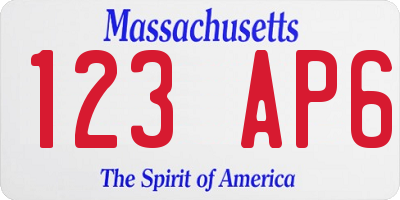 MA license plate 123AP6